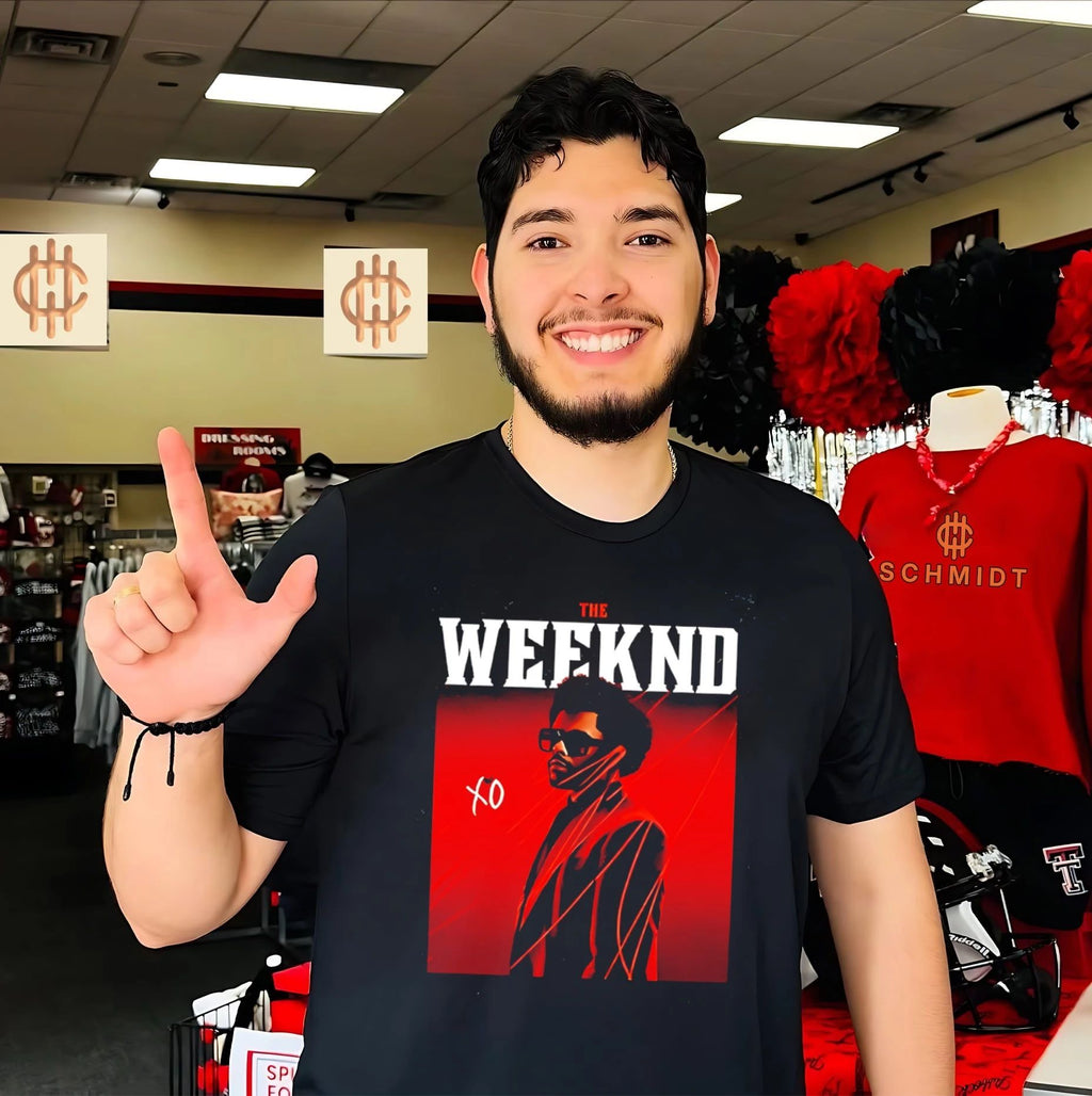 The Weeknd XO red lighting portrait shirt