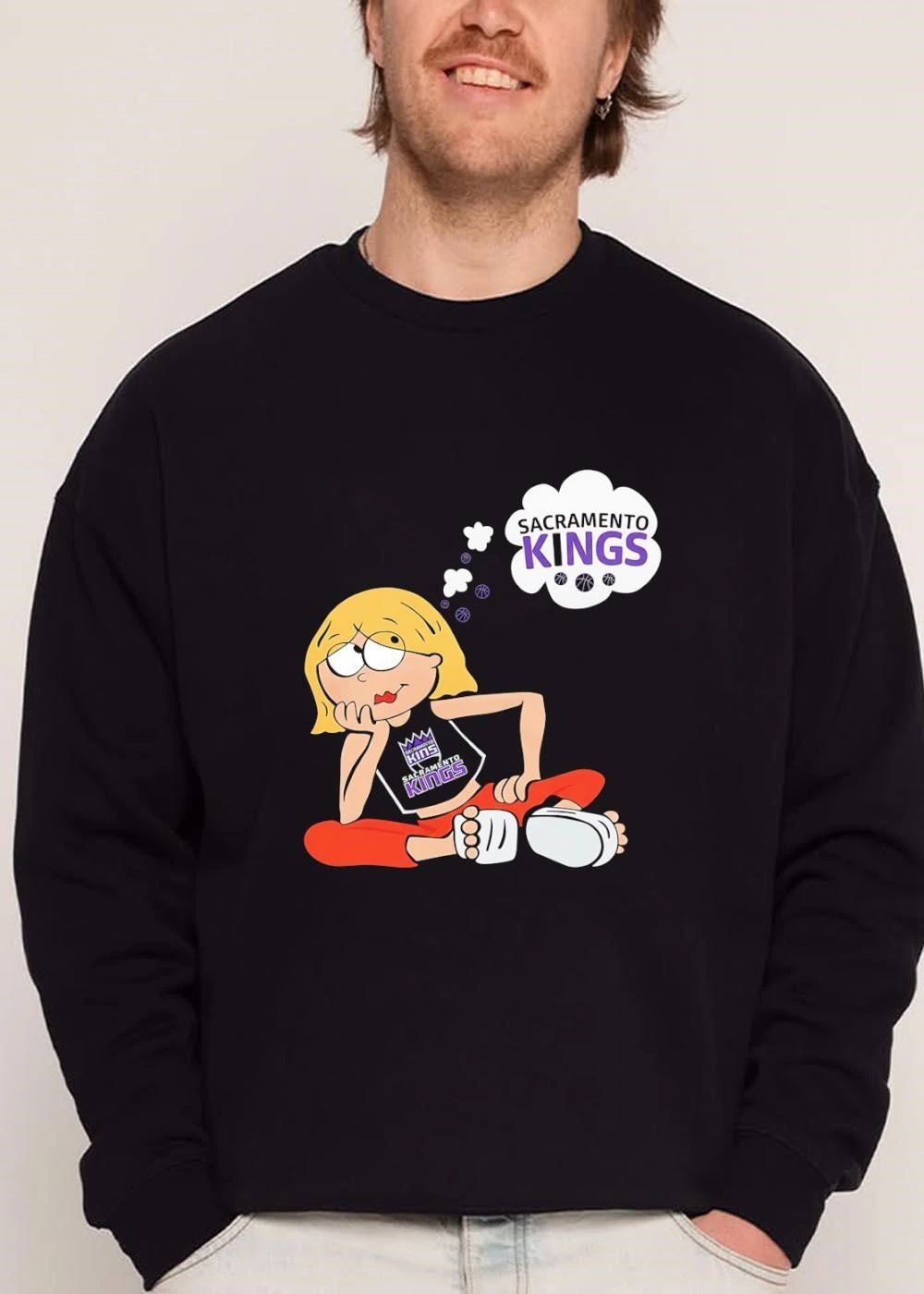 Original Sacramento Kings NBA Cartoon Blonde Girl Daydreaming Thought Bubble shirt