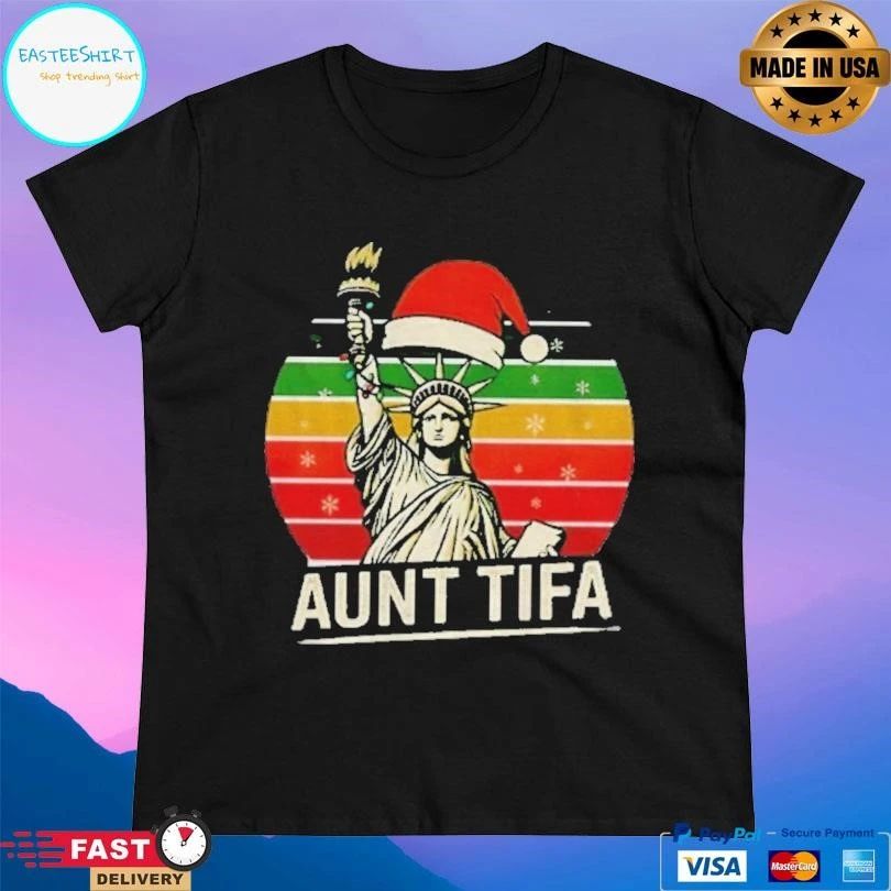 Statue Of Liberty Aunt Tifa Christmas 2025 Vintage T-shirts