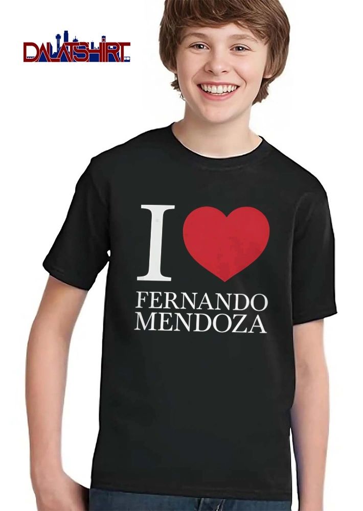 I Love Fernando Mendoza Red Heart Shape Black Background shirt