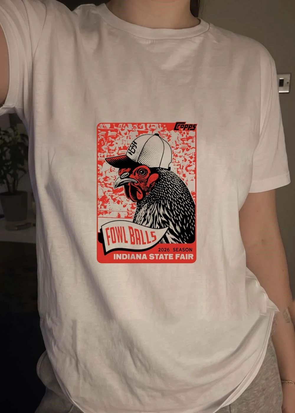 Copps Fowl Balls Indiana State Fair 2026 Season Chicken Baseball shirt