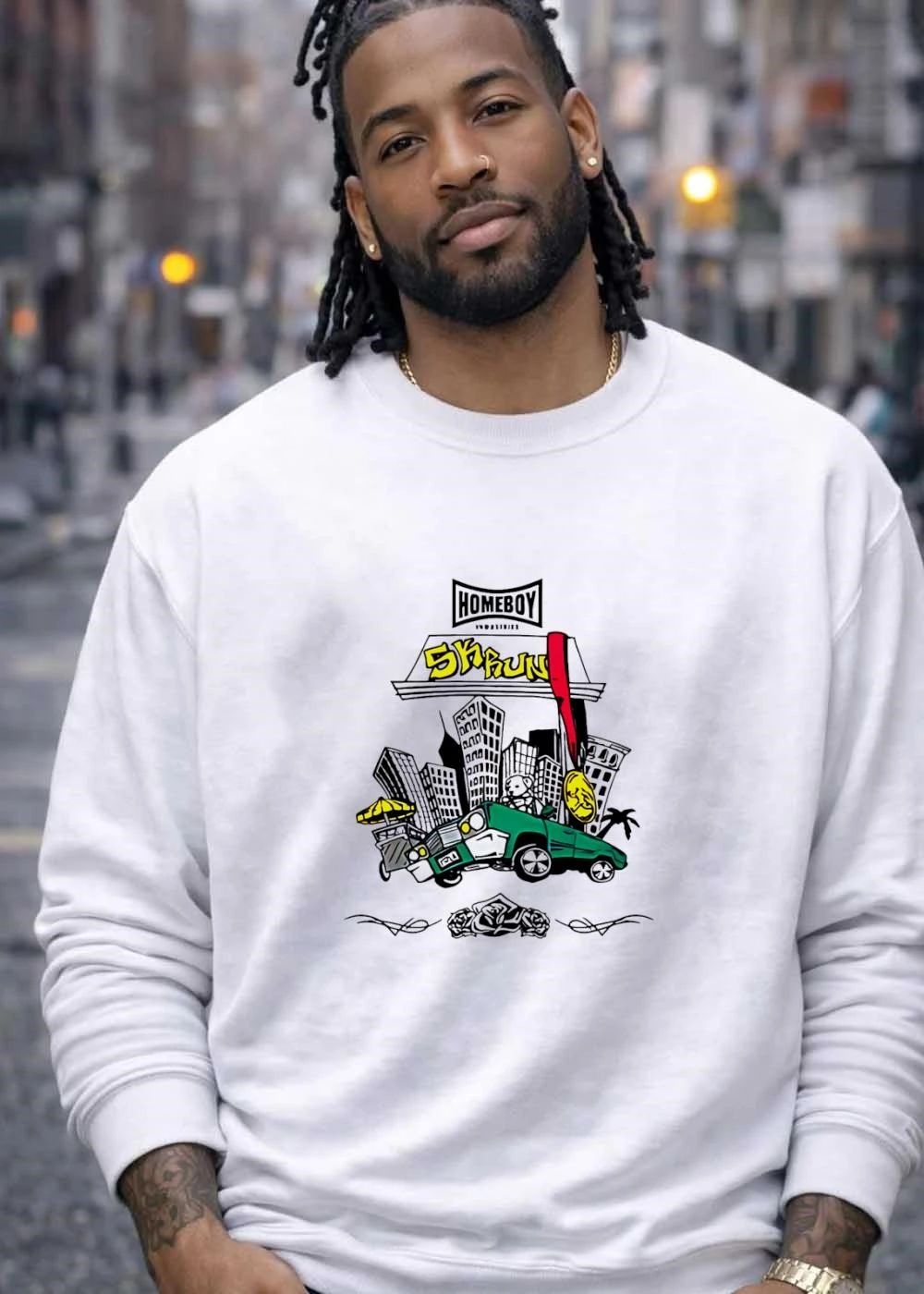 Homeboy Skrun Teddy Bear Driving Sports Car Medal City Streetwear T-Shirt