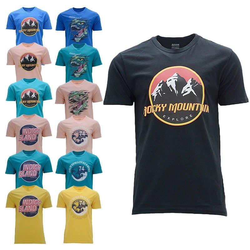 Mens T-Shirt Crew Neck Short Sleeve Casual Soft Cotton Summer Top