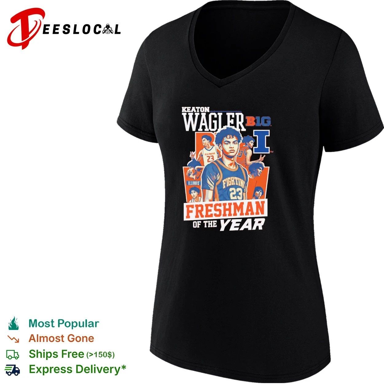 Keaton Wagler Illinois Fighting Illini Freshman of the Year T-shirt