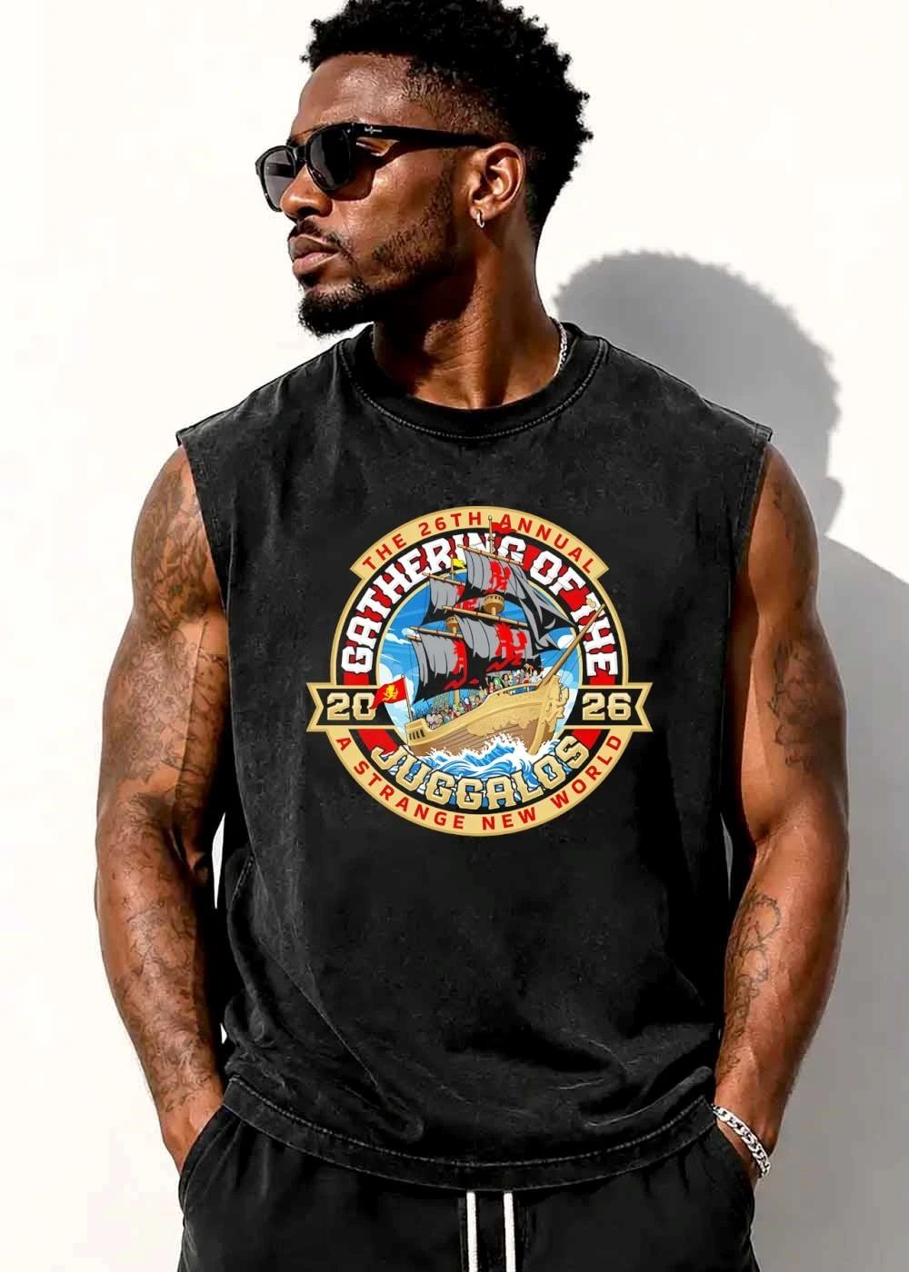 The 26th Annual Gathering Of Juggalos A Strange New World 2026 Cartoon Pirate Ship Emblem shirt