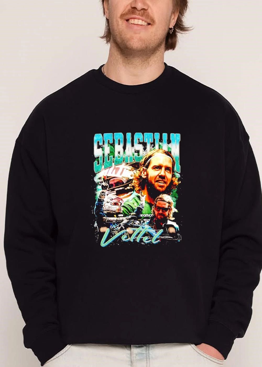 Sebastian Vettel F1 Racing Driver Helmet Photo Collage Bootleg shirt