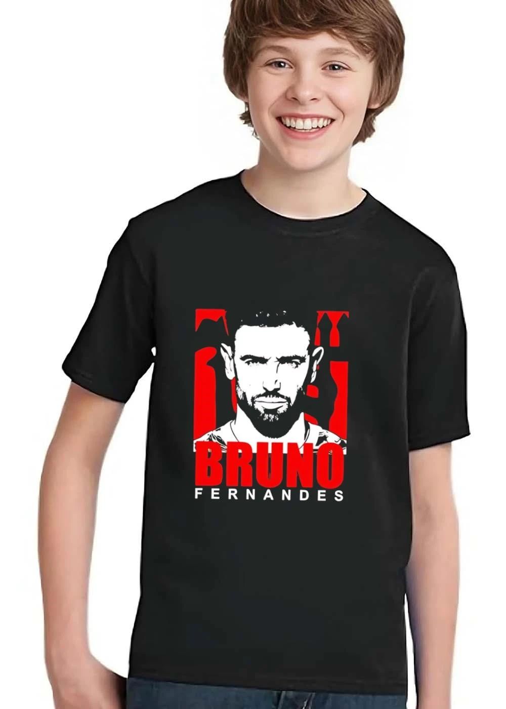 Bruno Fernandes Line Art Stencil Portrait Red Background shirt