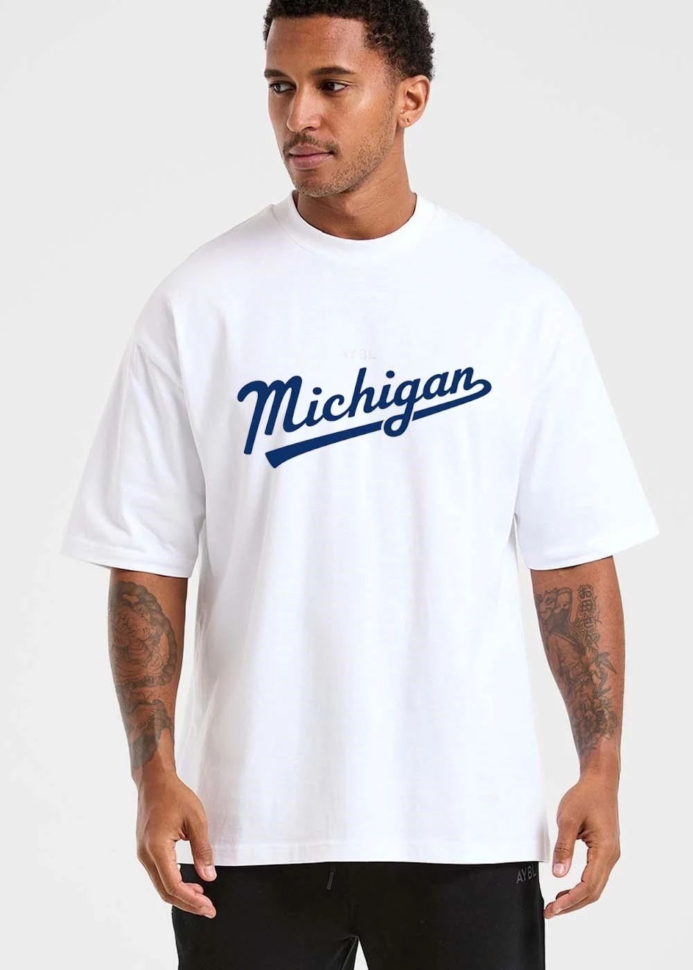 Michigan NCAA Cursive Script Typography Baseball shirt