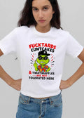 Original Fucktards Cuntcakes And Twatwaffles Are Not Tolerated Here Cartoon Green Creature Middle Finger Hawaiian shirt