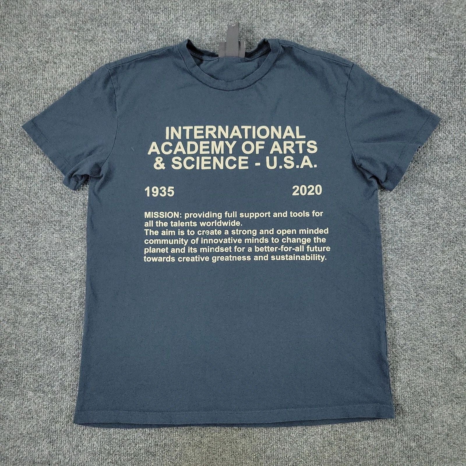 H&M Shirt Men Small Blue International Academy Of Arts Graphic Tee Short Sleeve