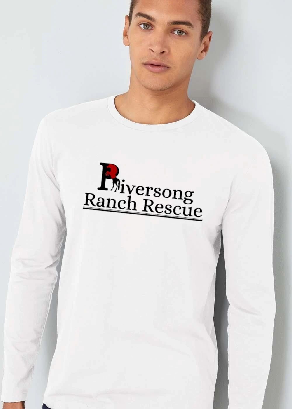 Riversong Ranch Rescue Red And Black Rearing Horse Silhouette shirt