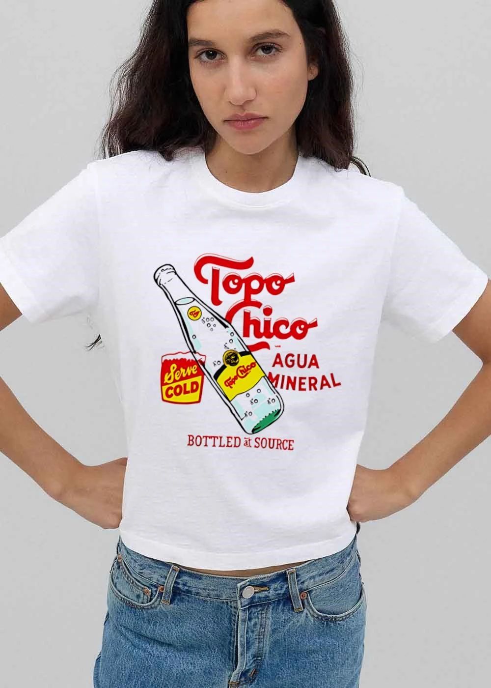 Topo Chico Serve Cold Agua Mineral Bottled At Source Vintage Carbonated Water Drawing shirt