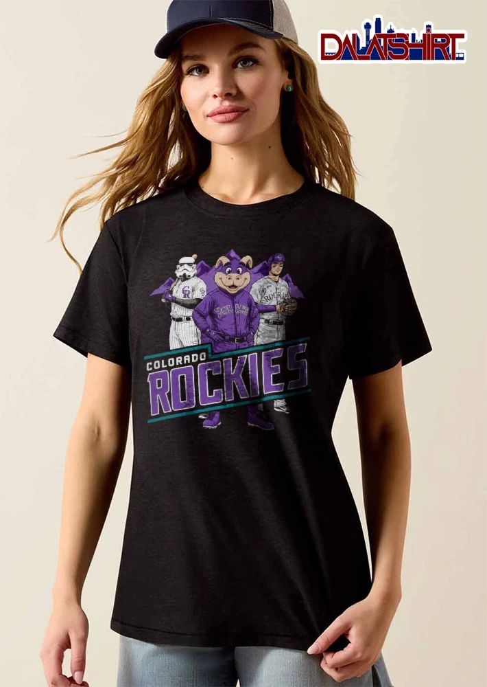 Colorado Rockies MLB Stormtrooper Mascot Baseball Player Purple Mountains Cartoon shirt
