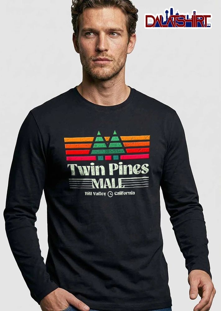 Twin Pines Mall Hill Valley California Retro Distressed Sunset Triangle Trees Clock Icon shirt