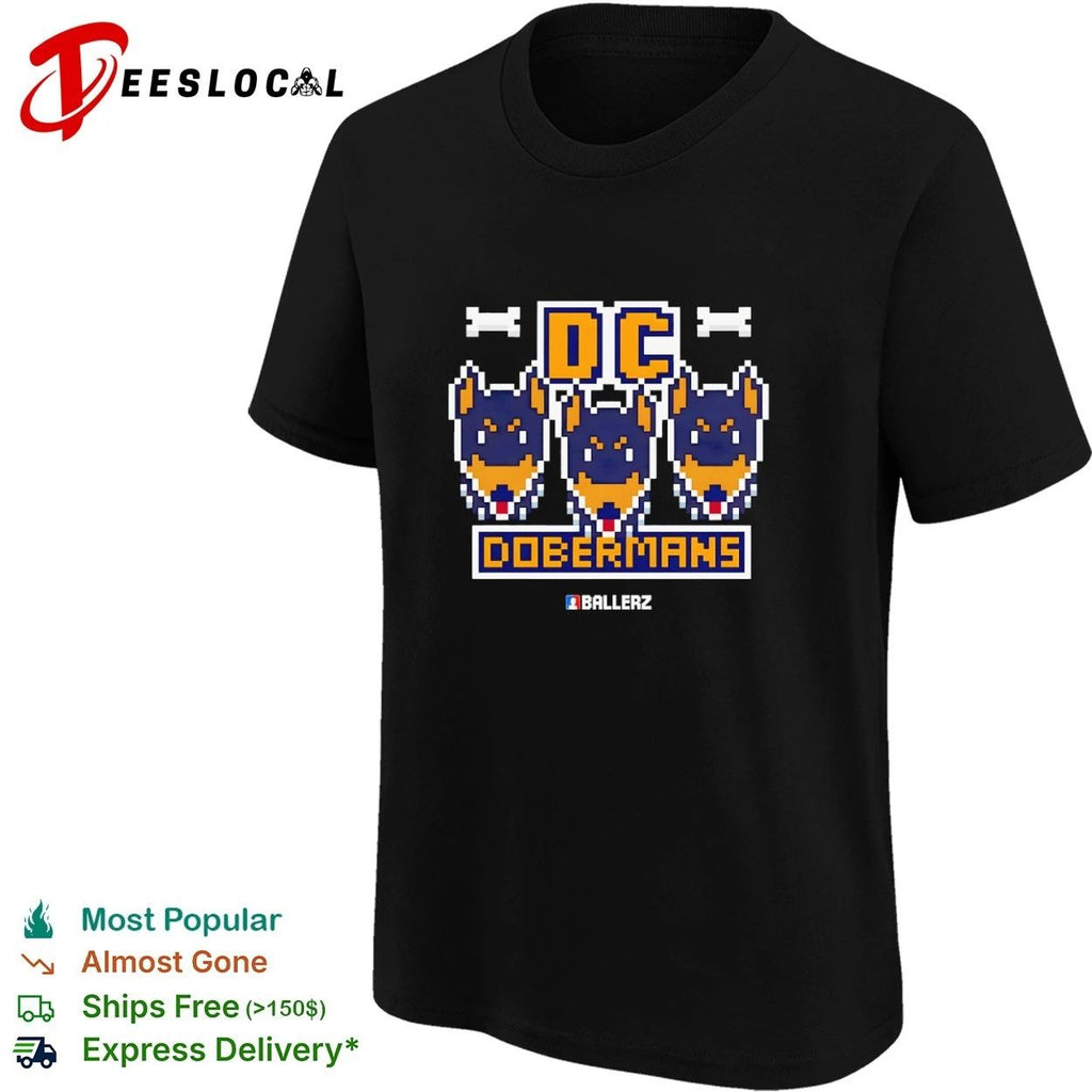 DC Dobermans Ballerz Doberman dog pixel art T-shirt