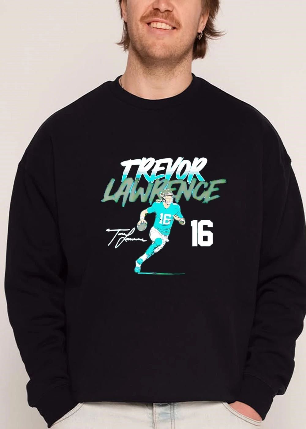 Trevor Lawrence 16 Signature Cartoon Quarterback Running With Football shirt