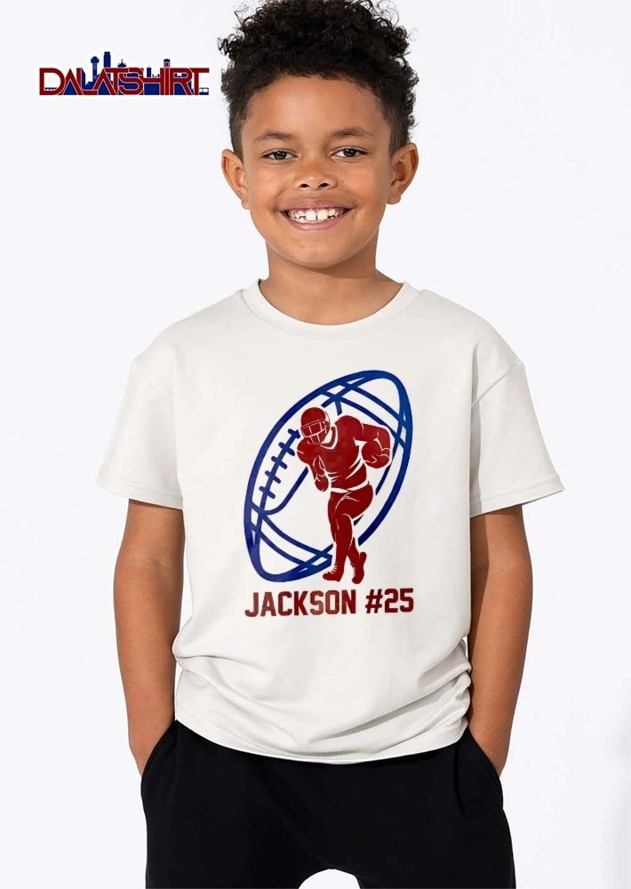 Jackson 25 Red Running Athlete Silhouette Blue Football shirt