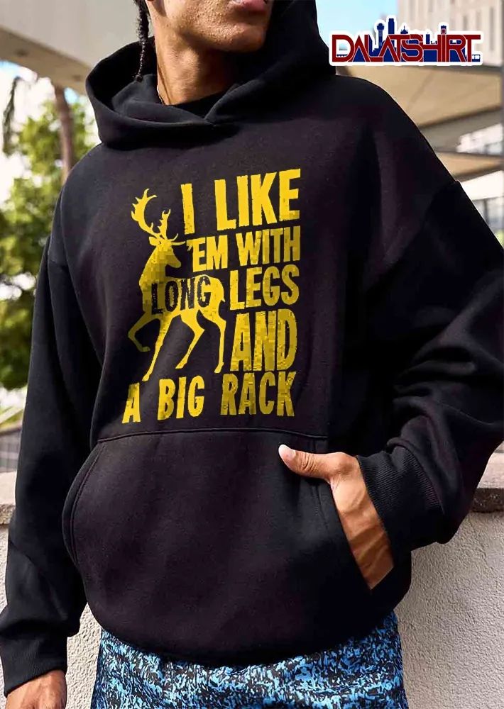 I Like Em With Long Legs And A Big Rack Yellow Buck Silhouette Antlers shirt