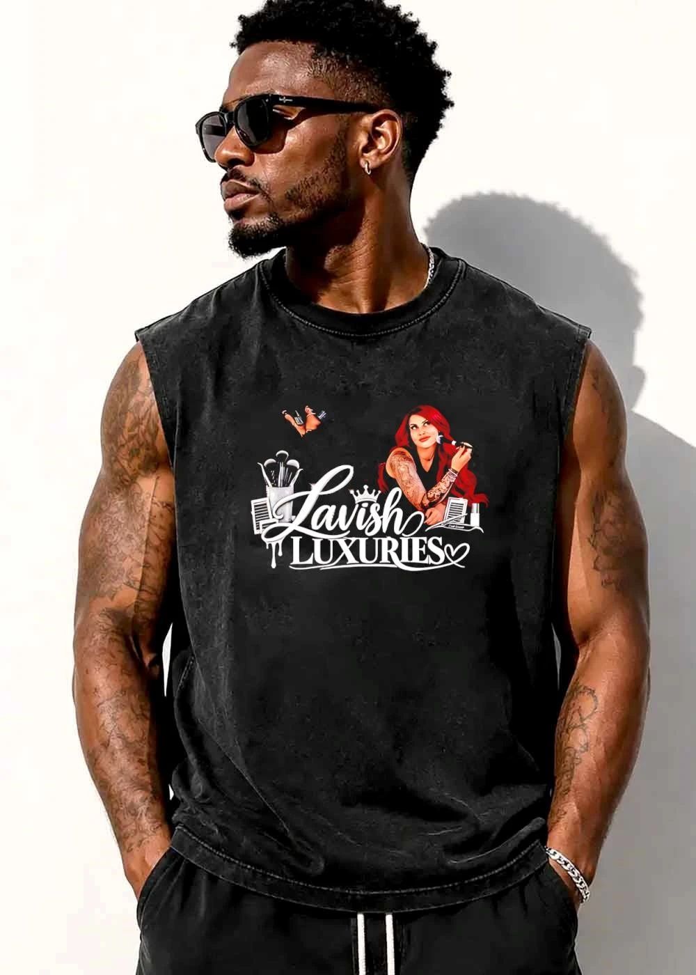 Lavish Luxuries Tattooed Red Hair Woman Makeup Brushes Lash Trays shirt