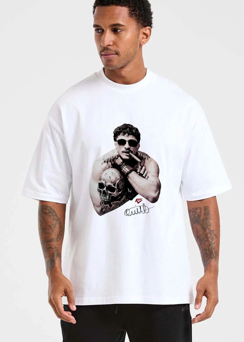 Eddie Guerrero Sunglasses Smoking Cigar Skull Halftone Portrait shirt