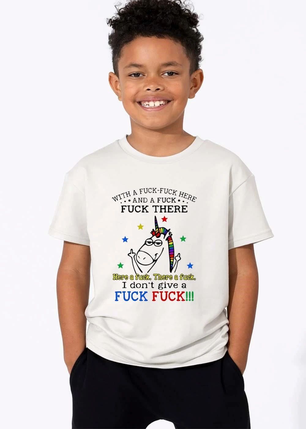 With A Fuck Here And There I Dont Give Cartoon Rainbow Unicorn shirt