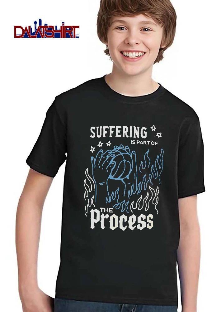 Suffering Is Part Of The Process Line Art Hands Basketball Flames Stars shirt