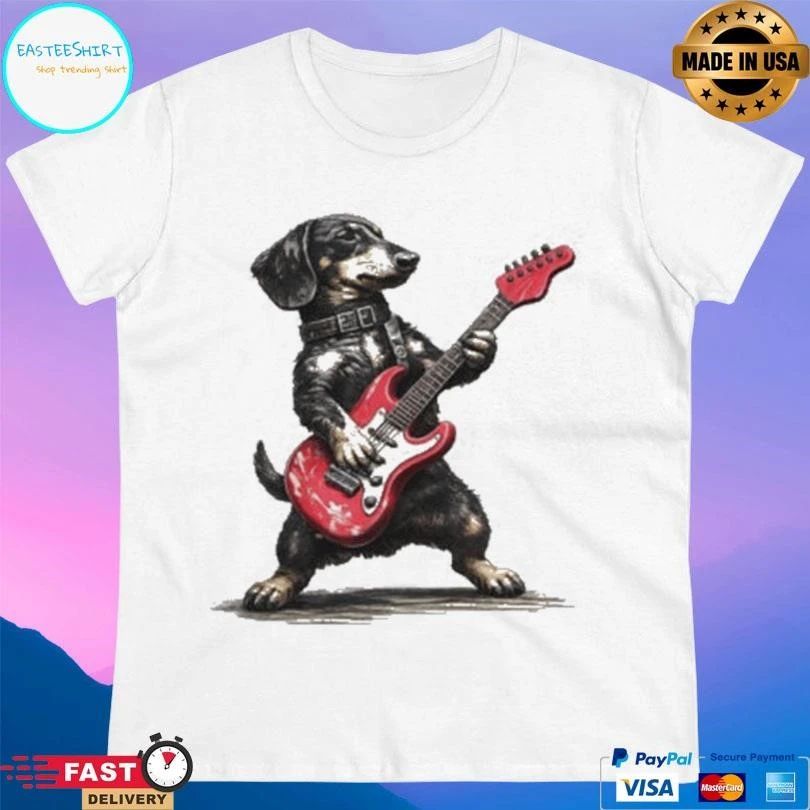 Dachshund Dog Playing Guitar T-shirts
