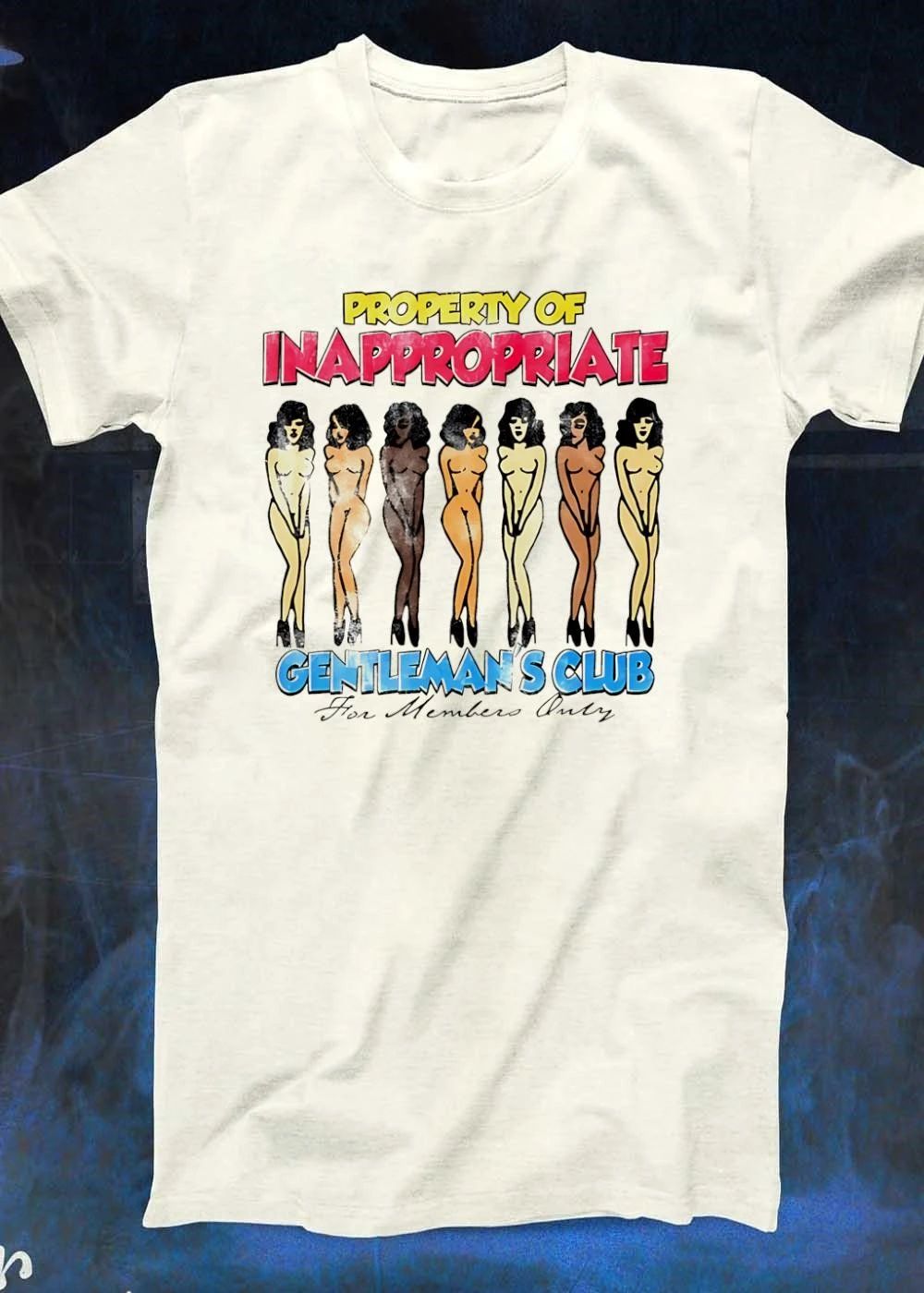 Property Of Inappropriate Gentlemans Club For Members Only Seven Cartoon Pin Up Girls Line Art shirt