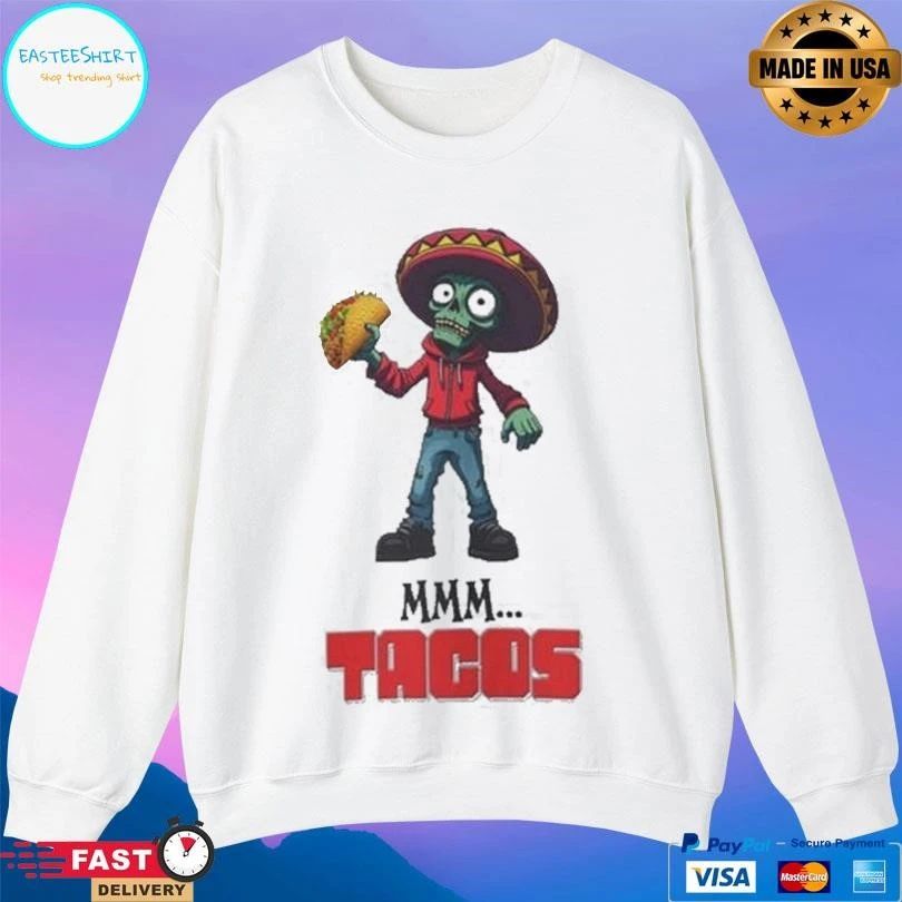 Zombie Holding Taco Mmm Tacos T-shirts