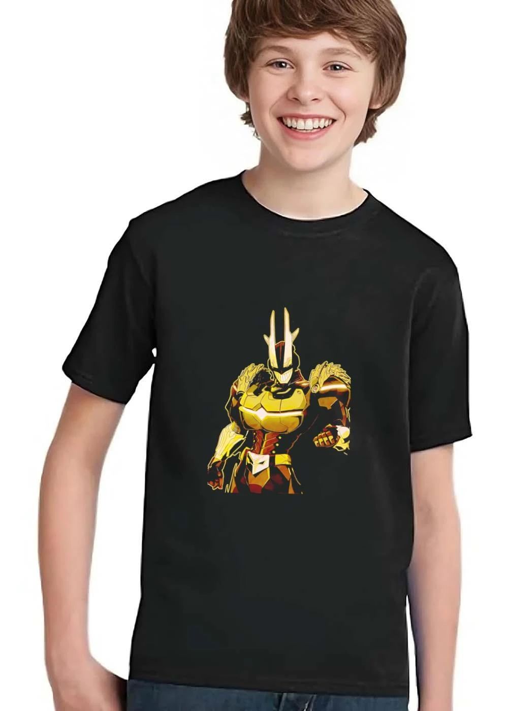 Yellow Armored Mech Superhero Glowing Smile Helmet Portrait shirt
