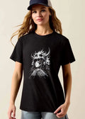 Dark Fantasy Shaman Horned Skull Helmet Glowing Red Eyes shirt