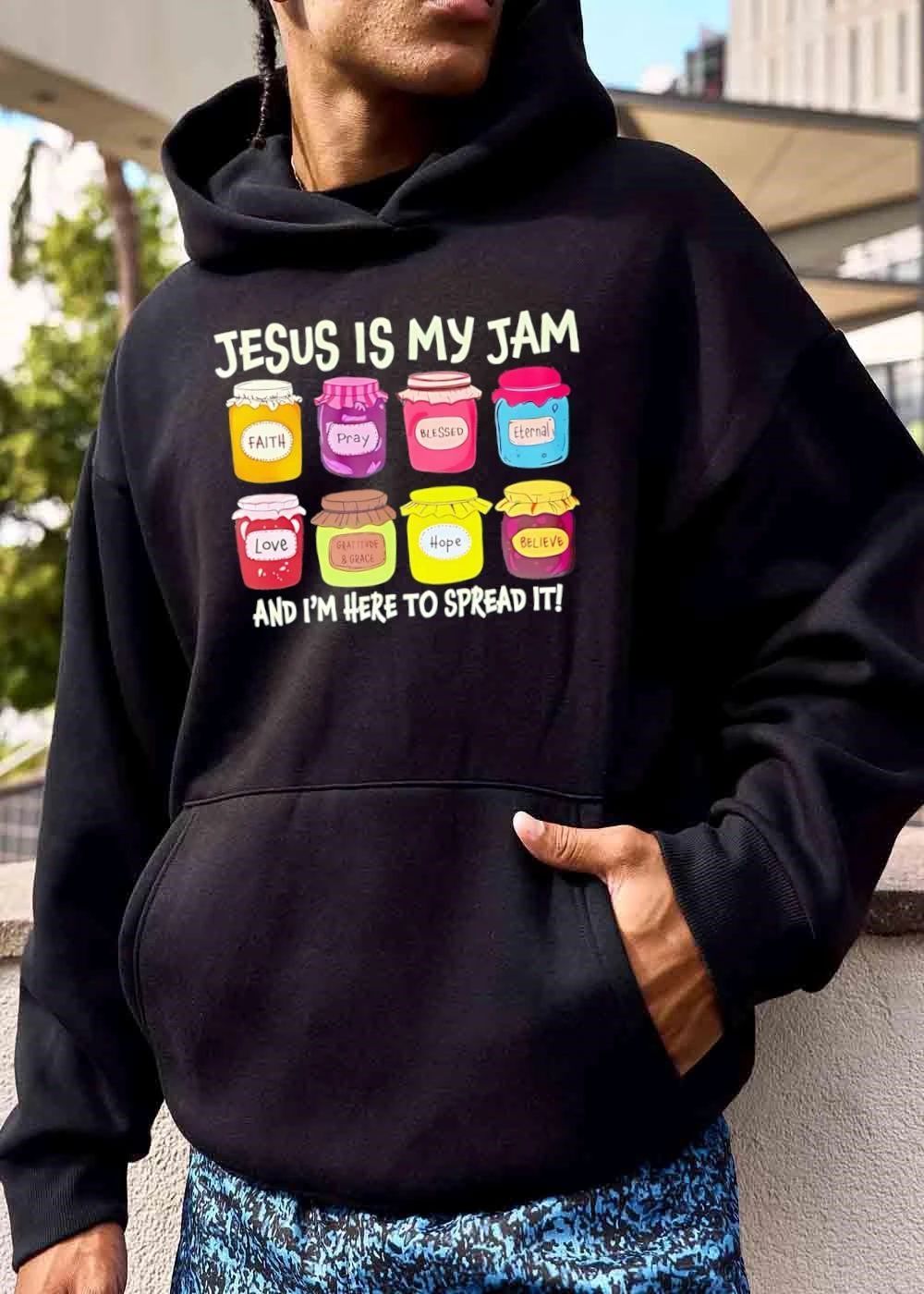 Jesus Is My Jam And Im Here To Spread It Eight Cartoon Jars With Labels shirt