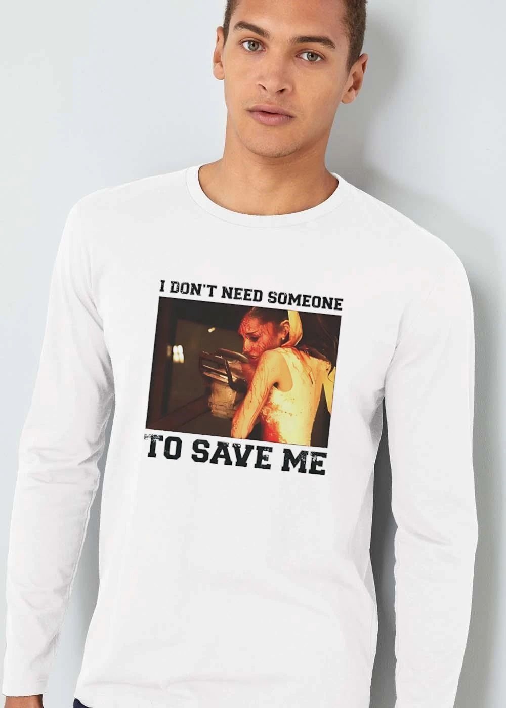 I Dont Need Someone To Save Me Bloody Woman Holding Chainsaw Frame shirt