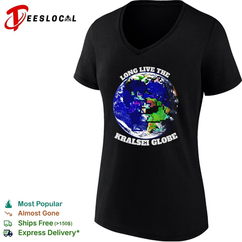 Long Live the Kralsei Globe Earth Pixel Art T-shirt