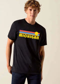 Michigan Retro Sunset Horizontal Colorful Stripes Yellow Sun shirt