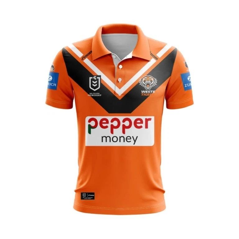 NRL Wests Tigers Custom Name Number 2025 Away Jersey Polo Shirt