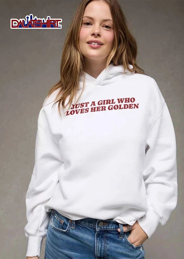 Just A Girl Who Loves Her Golden Red Glossy Embossed Lettering shirt