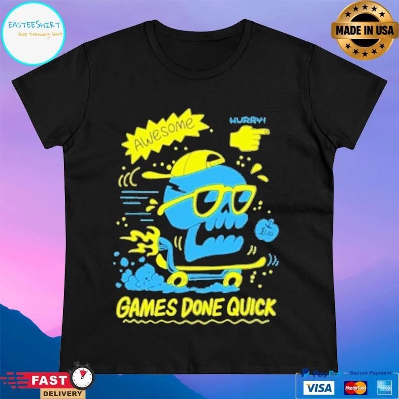 Skull Awesome Hurry Games Done Quick T-shirts