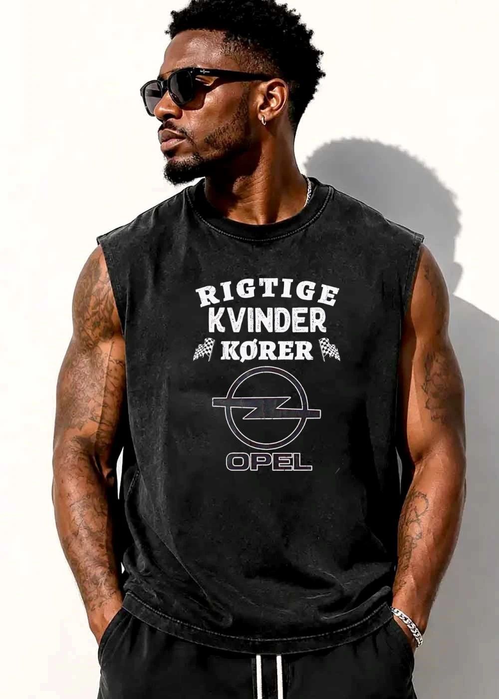 Opel Rigtige Kvinder Korer Chequered Racing Flags Distressed Logo shirt