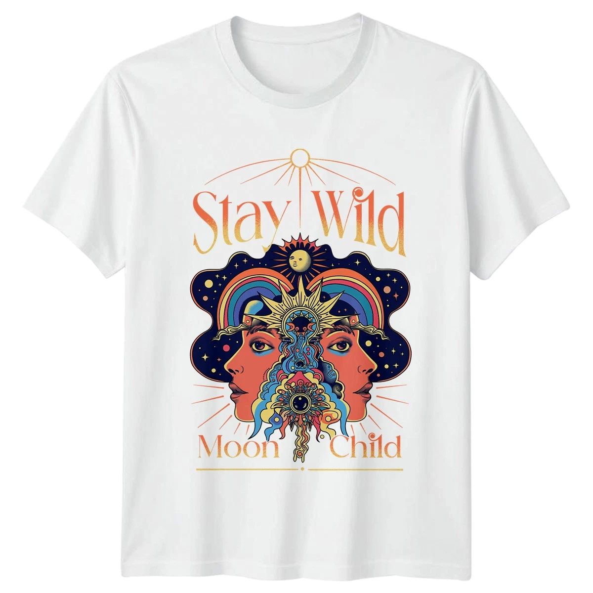 Stay Wild Moon Child Womens T-Shirt Astrology Birthday Gift For Her
