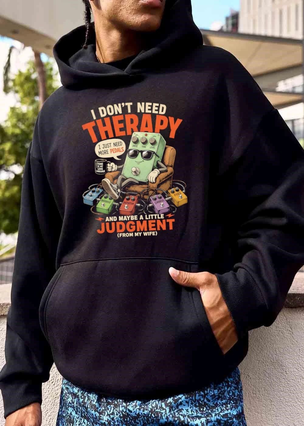 I Dont Need Therapy Just More Pedals And Maybe A Little Judgment From My Wife Cartoon Pedal In Armchair shirt