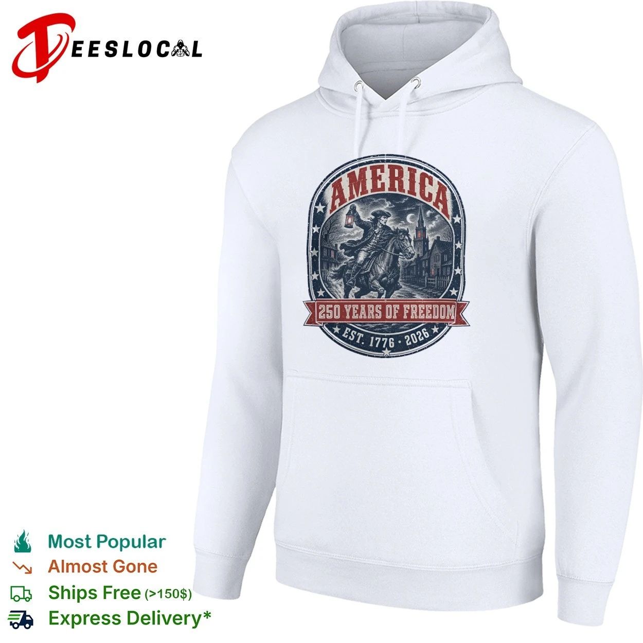 America Paul Revere Midnight Ride 250 Years of Freedom Est 1776 2026 T-shirt