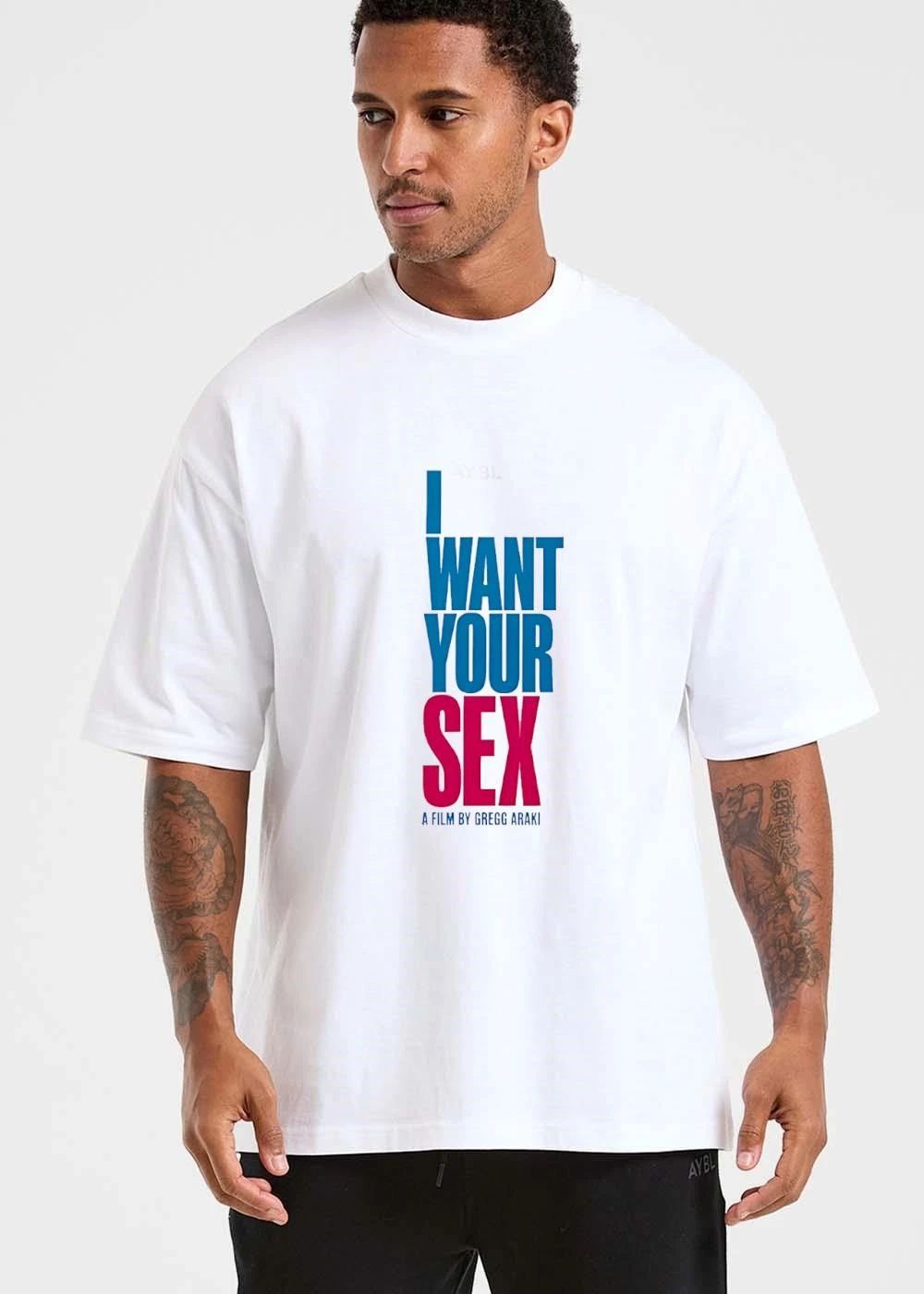 I Want Your Sex A Film By Gregg Araki Stacked Blue Pink Typography shirt