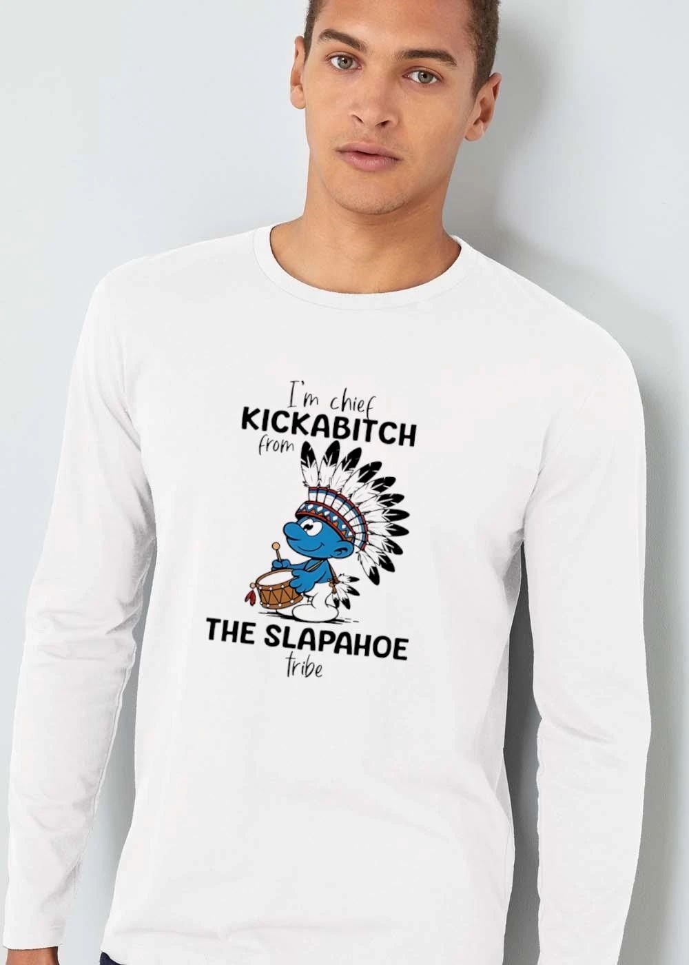 Im Chief Kickabitch From The Slapahoe Tribe Cartoon Smurf Native American Headdress Drum shirt