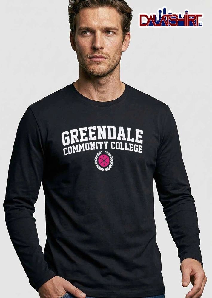 Greendale Community College Laurel Wreath Pink Circle Logo Distressed shirt