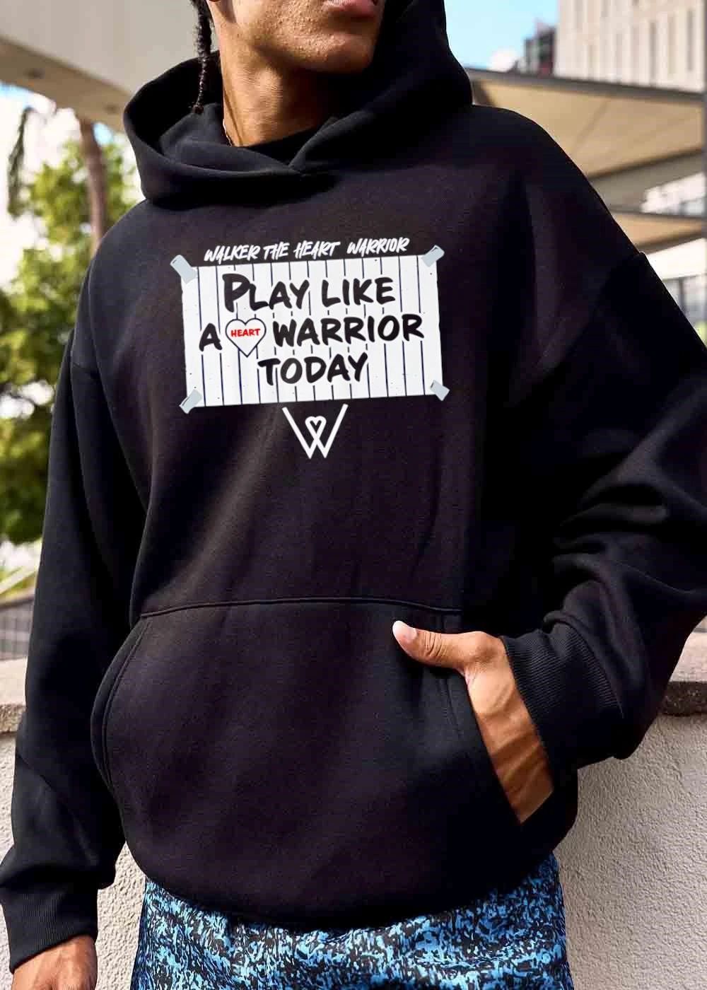 Walker The Heart Warrior Play Like A Today Taped Wooden Sign Logo W shirt