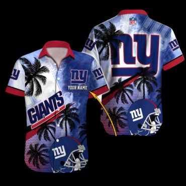Personalized New York Giants Palm Breeze Hawaiian Shirt