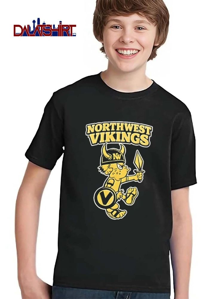 Northwest Vikings Cartoon Mascot Holding Golden Sword Shield shirt
