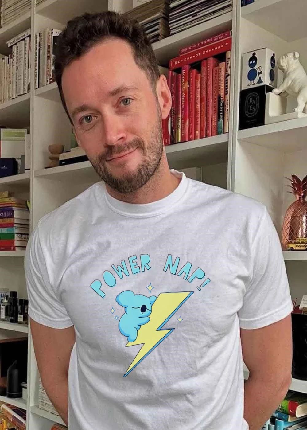 Cute Koala Resting on Lightning Power Nap shirt