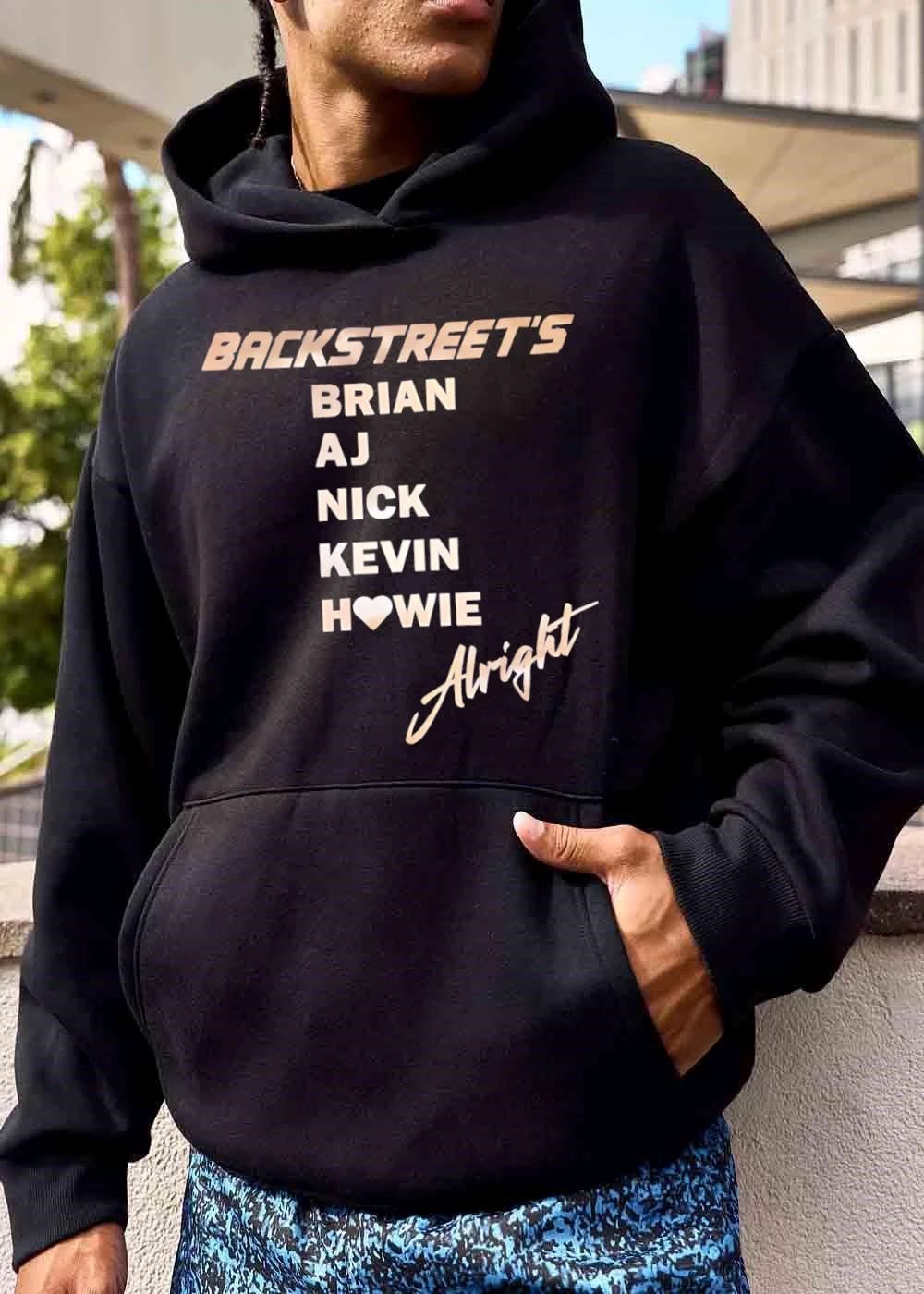 Backstreets Alright Brian Aj Roster Heart Symbol Gold Metallic Cursive shirt